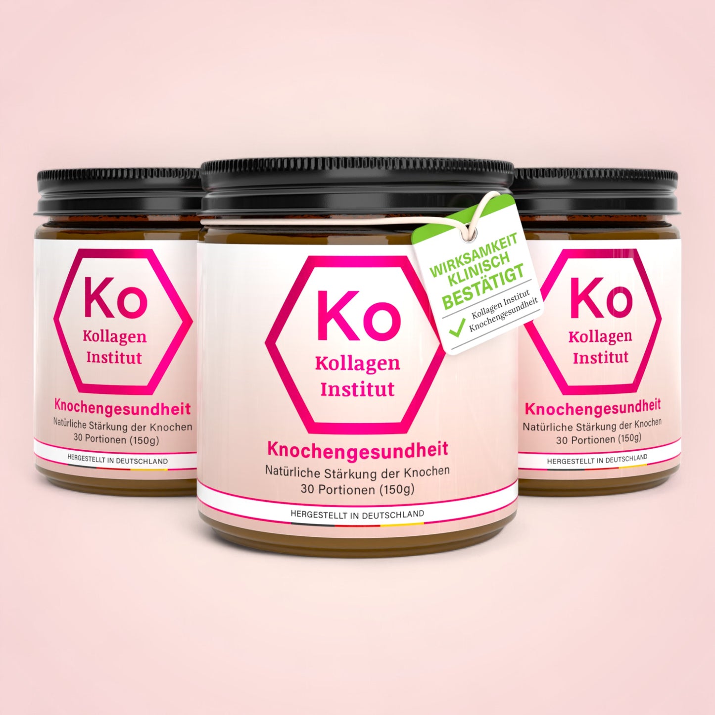Kollagenpulver für Knochen drei Gläser