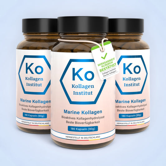 Marine Kollagen Kapseln drei Gläser