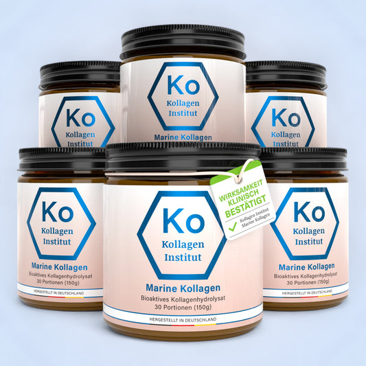 Marine Kollagen Pulver sechs Gläser