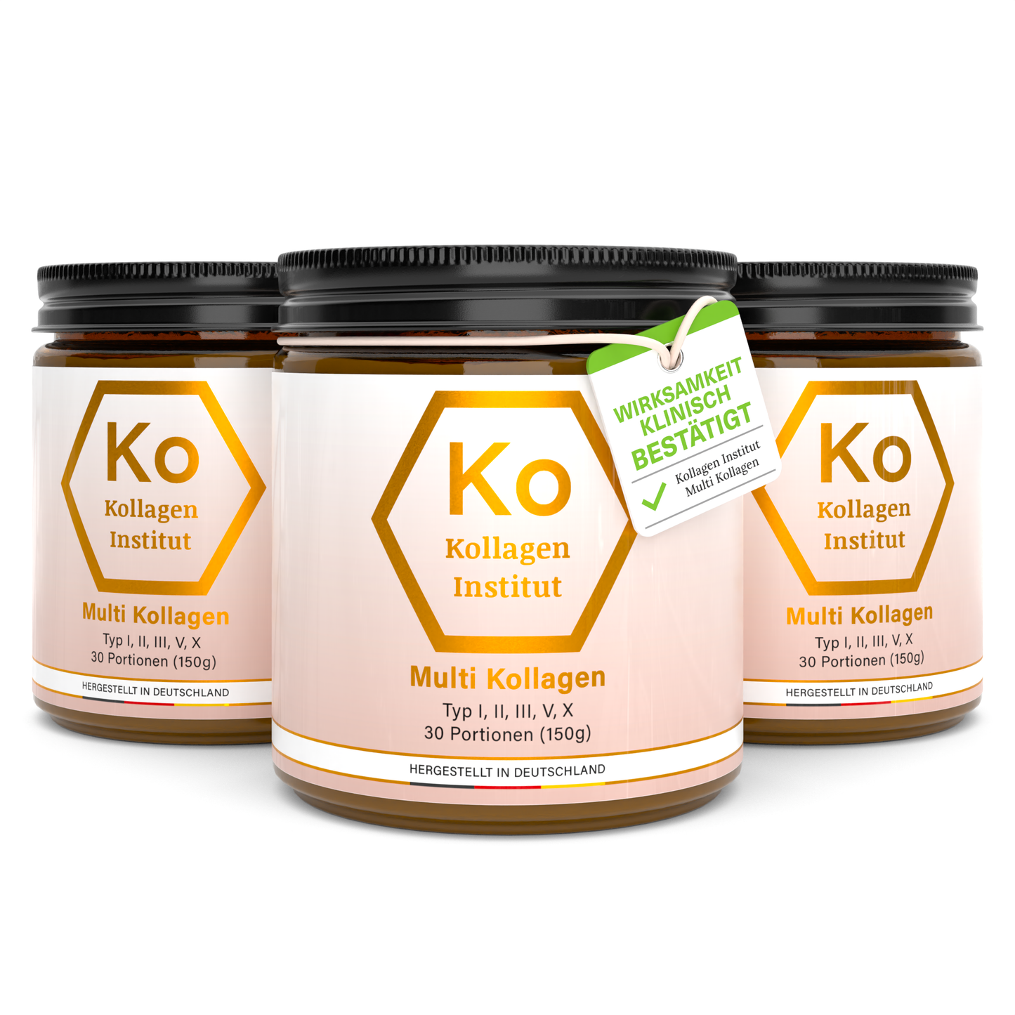 Multi Kollagen Pulver drei Gläser