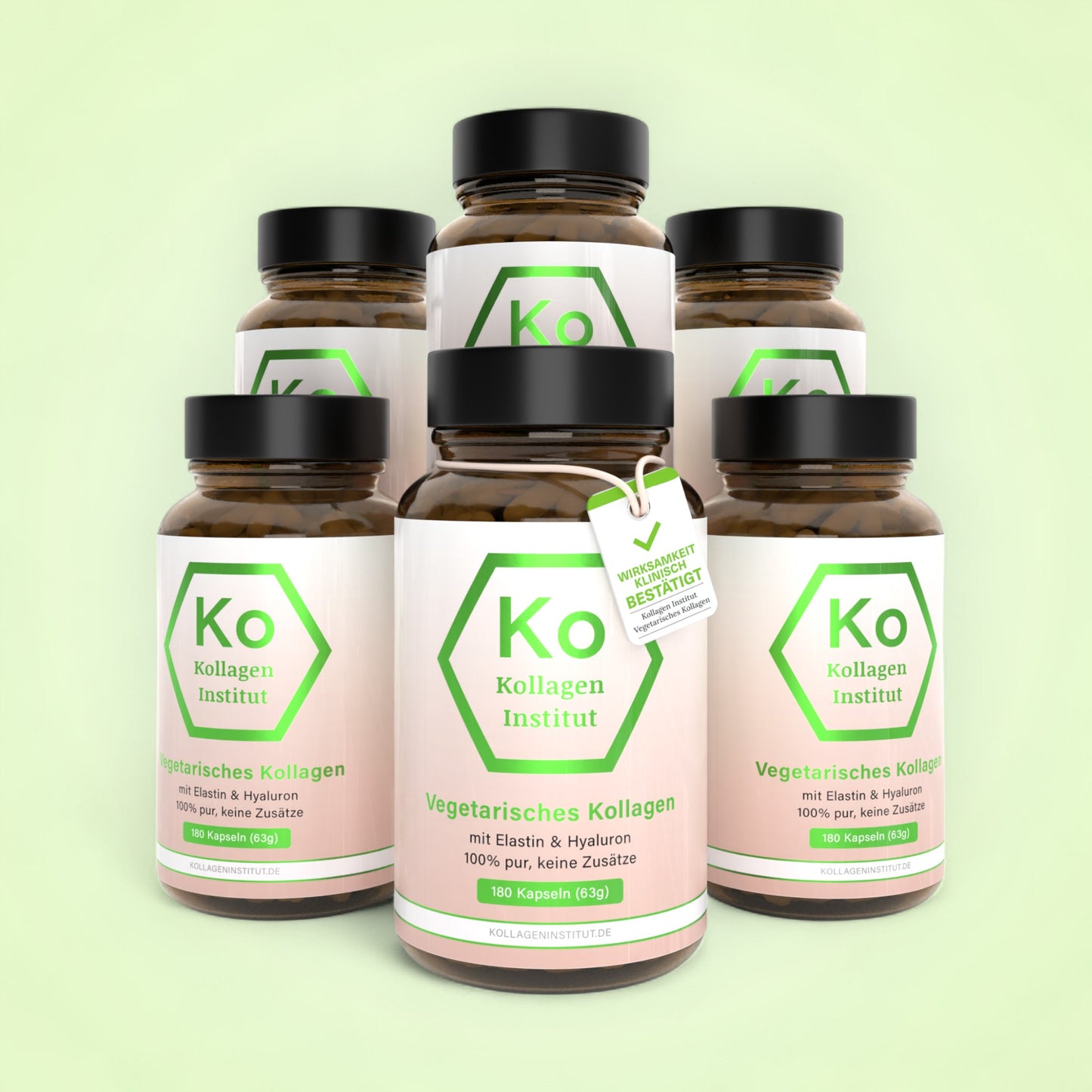 6 x Kollagen Komplex Vegetarisch Kapseln mit Hyaluron und Elastin