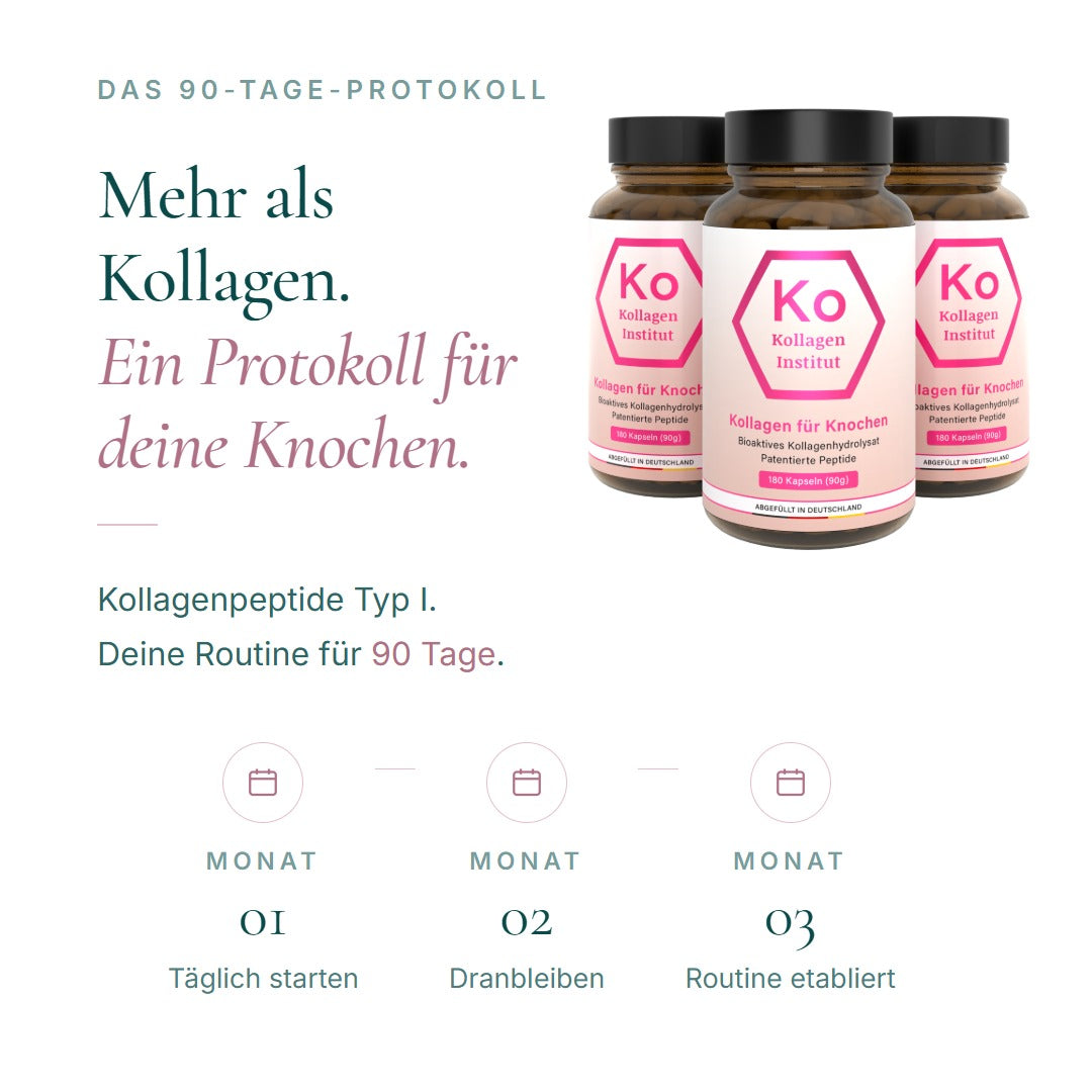 Das 90-Tage-Protokoll: Kollagen Typ I – Monat 1 täglich starten, Monat 2 dranbleiben, Monat 3 Routine etabliert