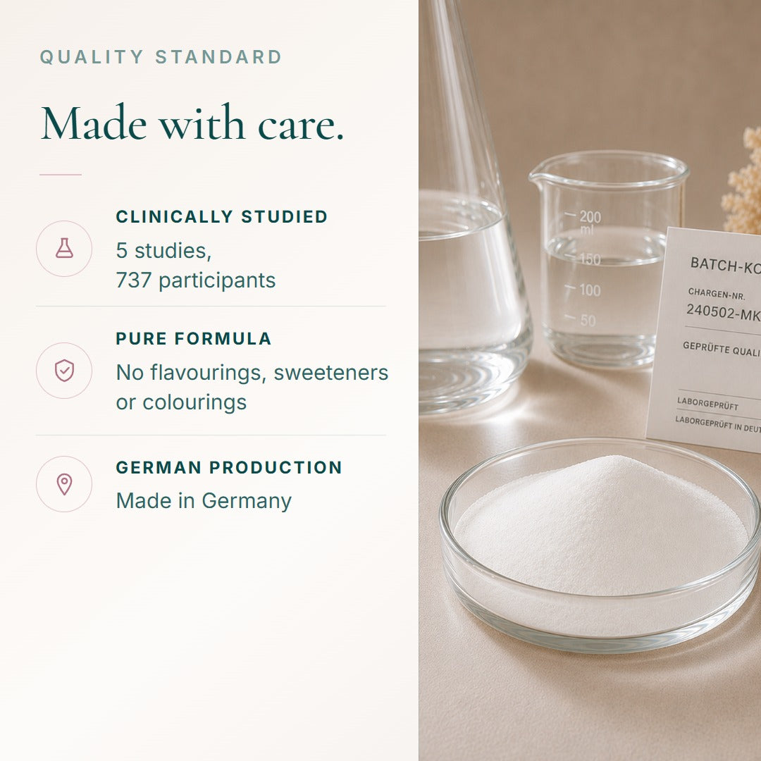 Quality standard: 5 studies with 737 participants; no flavourings, sweeteners or colourings; made in Germany